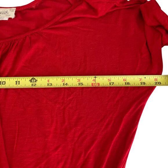 Lavish Red Smocked Hem Peasant Blouse Size S Off Shoulder - Picture 7 of 8